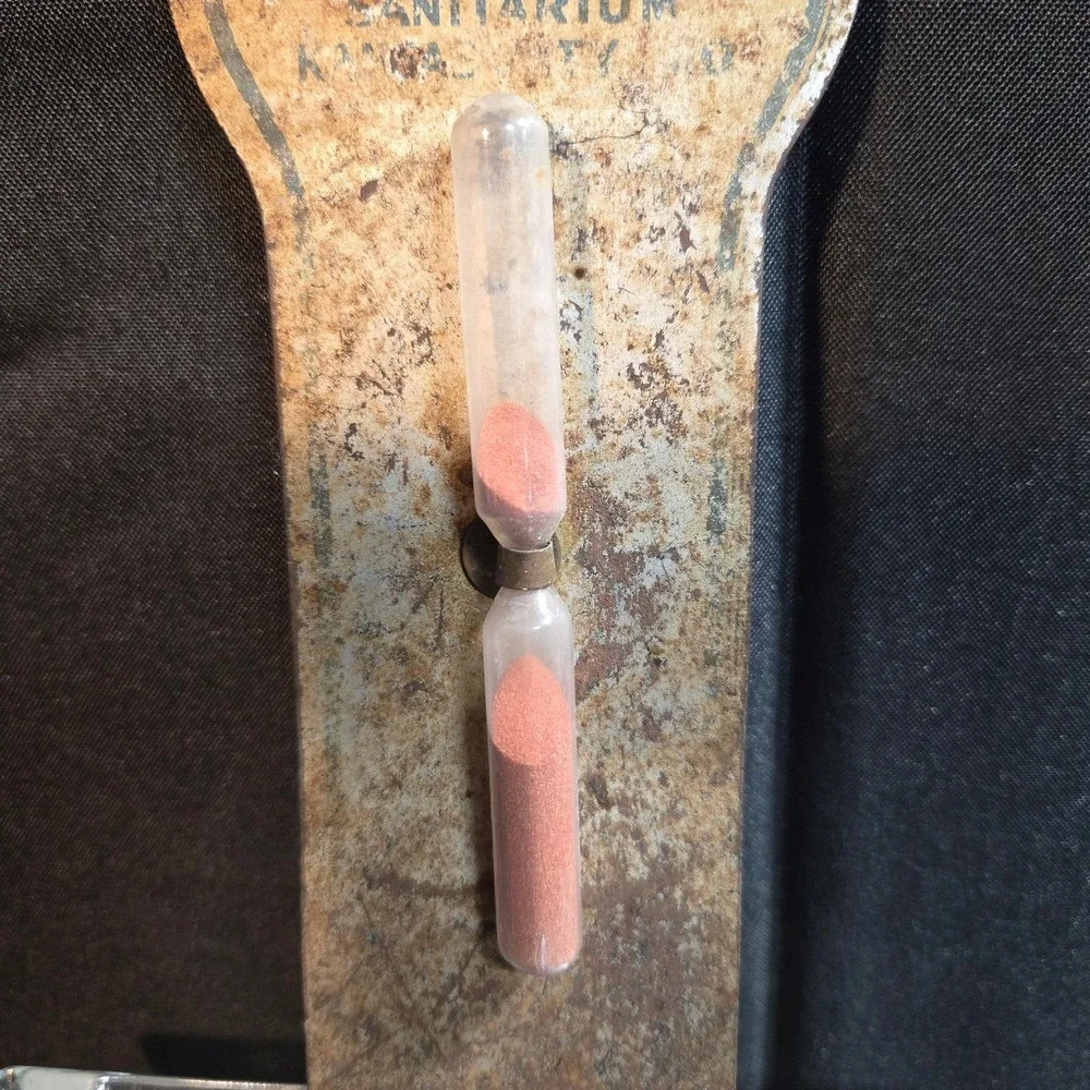 Antique Thornton & Minor Sanitarium‎ Birthday Greetings Sand Timer 3 Minute 1905
